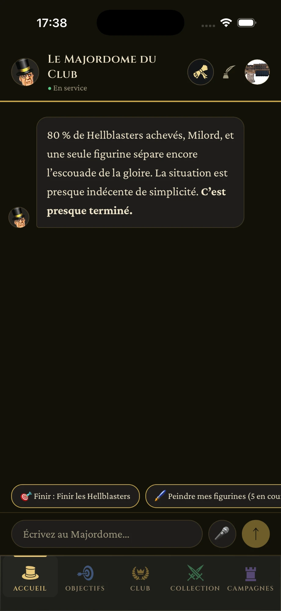 Le Majordome constate qu'il ne reste qu'une figurine à peindre pour achever les Hellblasters